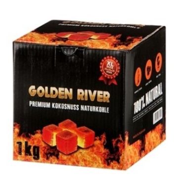 Golden River Premium Charcoal Coconut 1kg, Cubes, 26x26x26