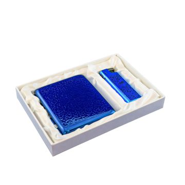 Matteo gift set pattern blue, cigarette case 20 + lighter Je