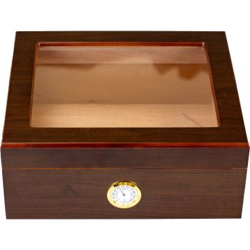 Humidor walnut matt glasstop 25 sig.