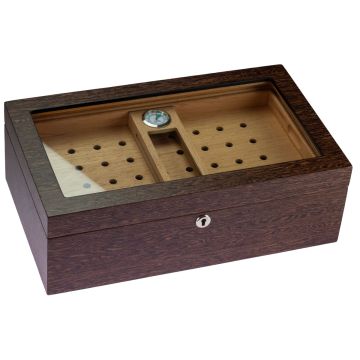 Humidor glasstop/veneer full wood matt 50 sig.