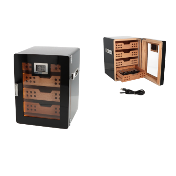 Angelo Humidor Kabinet Black Glossy + LED 30x22x22.5cm