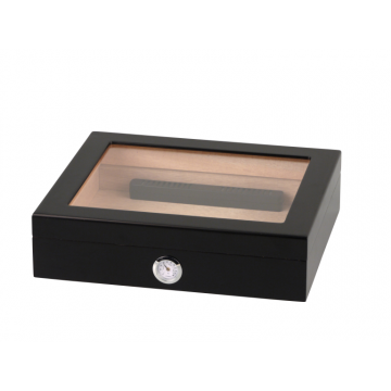 Humidor met glas zwart (25 sig.)