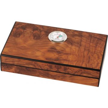 Mini cigar humidor burlwood finish matte for ca. 4 cigars