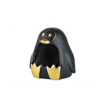 Keramieke Asbak Penguin, black with gold accents