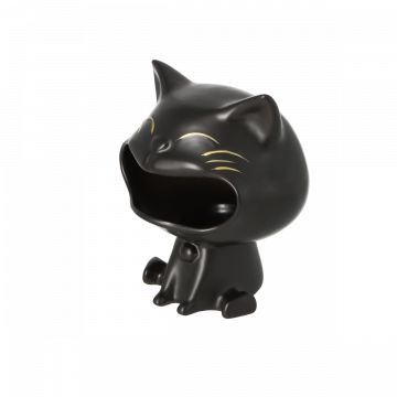 Keramieke Asbak cat, black ceramic, 10x8.5x12cm