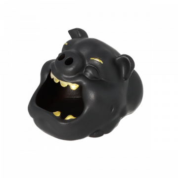 Keramieke Asbak pig, black ceramic, 16.5x12x10.5cm