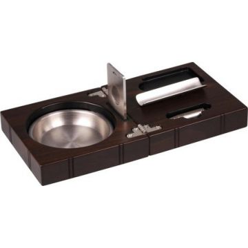 Sigarenset walnut met asbak, mes, rolmes