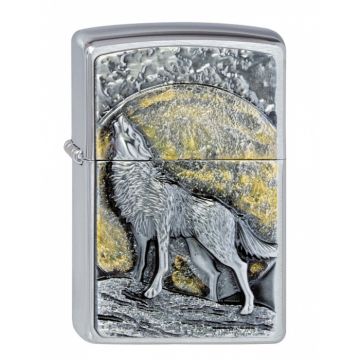 ZIPPO PL 200 WOLF AT MOONLIGHT EMBLEM