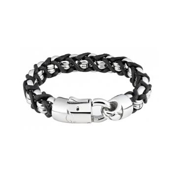 Zippo Steel Braided Leather Bracelet - 20 x 1.1 x 1 cm