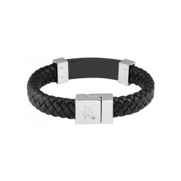 Zippo Steel Braided Leather Bracelet - 20 x 1.4 x 0.8 cm