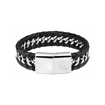 Zippo Steel Braided Leather Bracelet - 20 x 1.8 x 0.7 cm