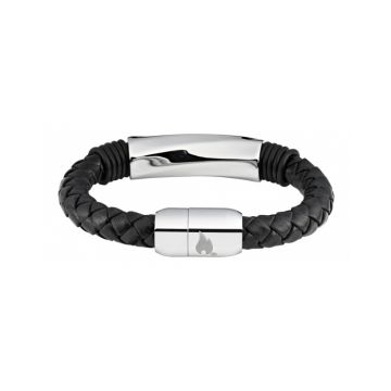 Zippo Steel Braided Leather Bracelet - 22 x 1 x 1 cm