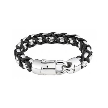 Zippo Steel Braided Leather Bracelet - 22 x 1.1 x 1 cm